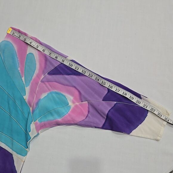 Cassandra Buck Watercolor Butterfly Dolman Sleeve Top Nature Colorful Artsy - Picture 13 of 15